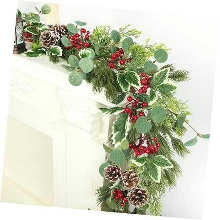 SKYSONIC 6.6FT Artificial Christmas Garland, Touch Garland with Pine Cones and Berries for Indoor Stair Christmas Table Centerpiece Decor Porch Decora