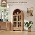 thumbnail image 5 of ChooChoo 71" H Tall Arched Bookcase, Modern Arched Bookshelf with Doors, Adjustable Shelves and Drawer, Freestanding Kitchen Pantry Cupboard for Dining Room, Living Room, Office, Natrual, 5 of 7