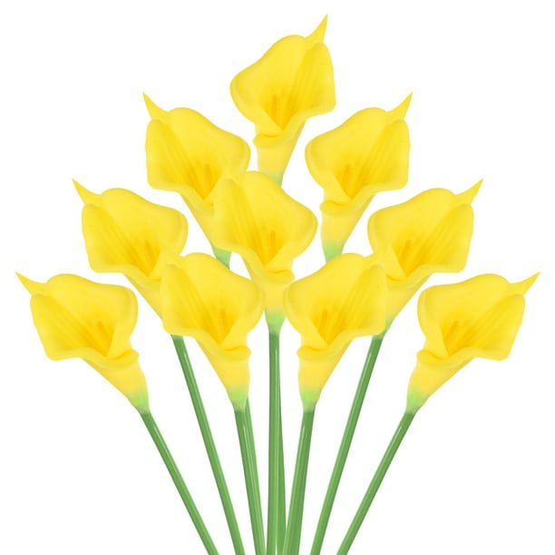 Uxcell 13" Flores Artificiales de Lirio Calla Arreglos Florales Decorativos, Amarillo 10 Tallos