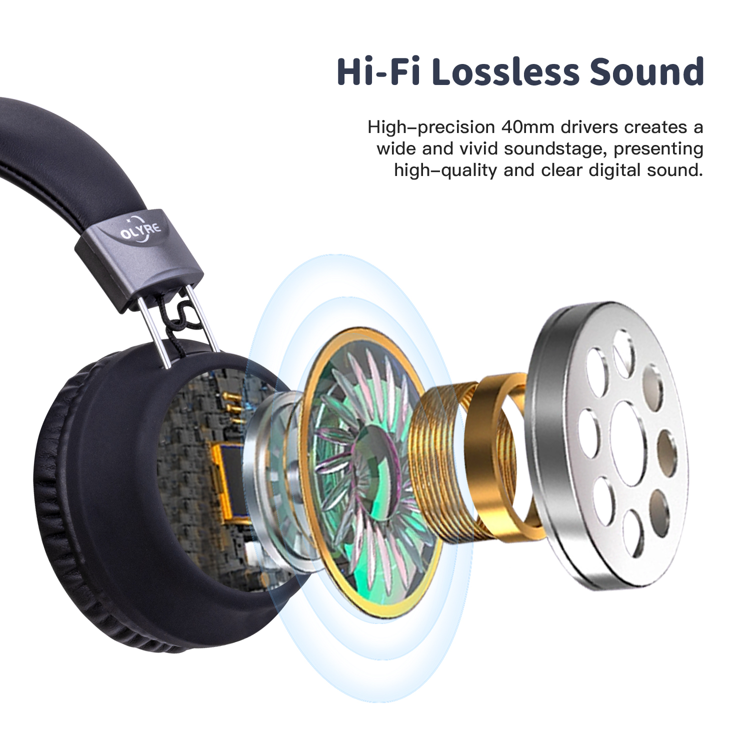 Olyre Foldable Wired Kids Headphones with Microphone, Black photo 4
