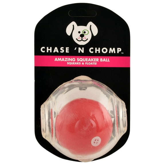 Chase 'n Chomp Amazing Squeaker Ball Toy for Pets, Clear, 3.5 Inch