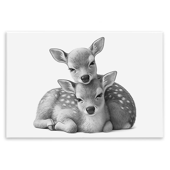 Stupell Industries Two Cuddling Fawns Animals & Insects Painting Unframed Art Print Wall Art, 15 x 10