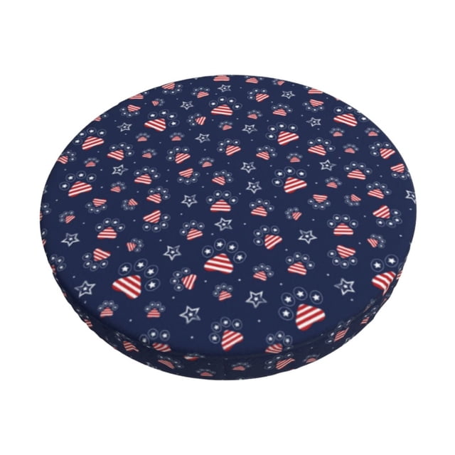 Disketp Star Dog Paw Funda Redonda para Taburete, Funda de Cojín para Silla de Bar Suave y Elástica-12 inch