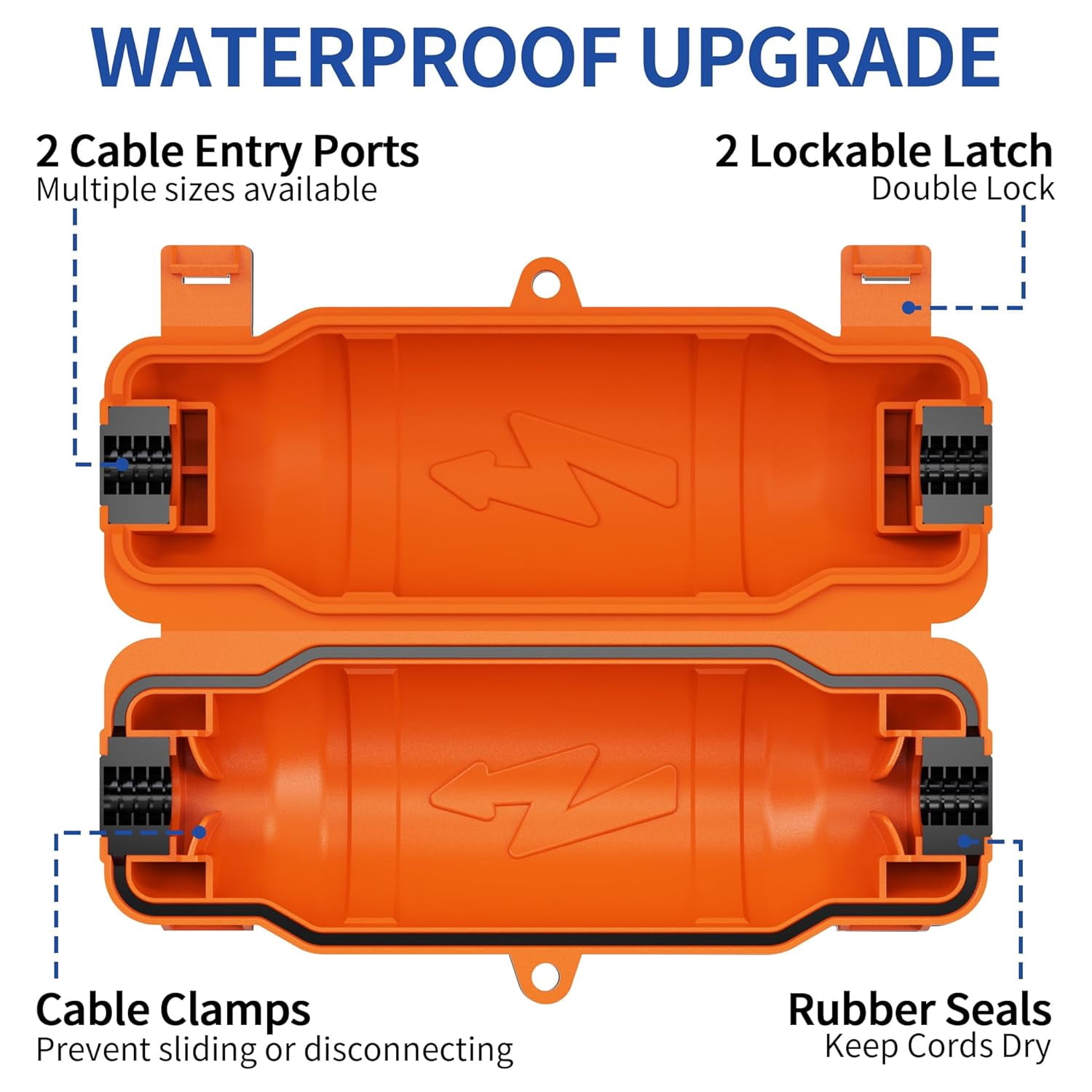 JJEAN-3 Pack Outdoor Extension Cord Safety Cover with Waterproof Seal IP54 Water-Resistant, Weatherproof Electrical Connection Box with 2 Latches, Plug, Socket, Holiday Decoration Light, Orange