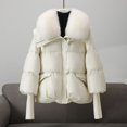 thumbnail image 2 of Niaviben Cropped Puffer Jacket Women's Thickened Down Jacket Long Puffer Coat Women Womens Winter Jacket Winter Coats for Women Womens Puffer Jacket for Women White M, 2 of 6