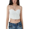 thumbnail image 2 of Lnzyyephy Women Bustier Camisole Lace Trim Cropped Corset Tops Zip Backless Shirt Summer Tank Tops for Streetwear Clubwear, 2 of 9