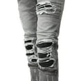 thumbnail image 5 of Men's Fashion Slim Fit Distressed Ripped Zipper Stretch Biker Jeans Denim Pants, 5 of 6