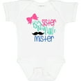thumbnail image 3 of Inktastic Big Sister to a Little Mister Bow and Mustache Girls Baby Bodysuit, 3 of 5