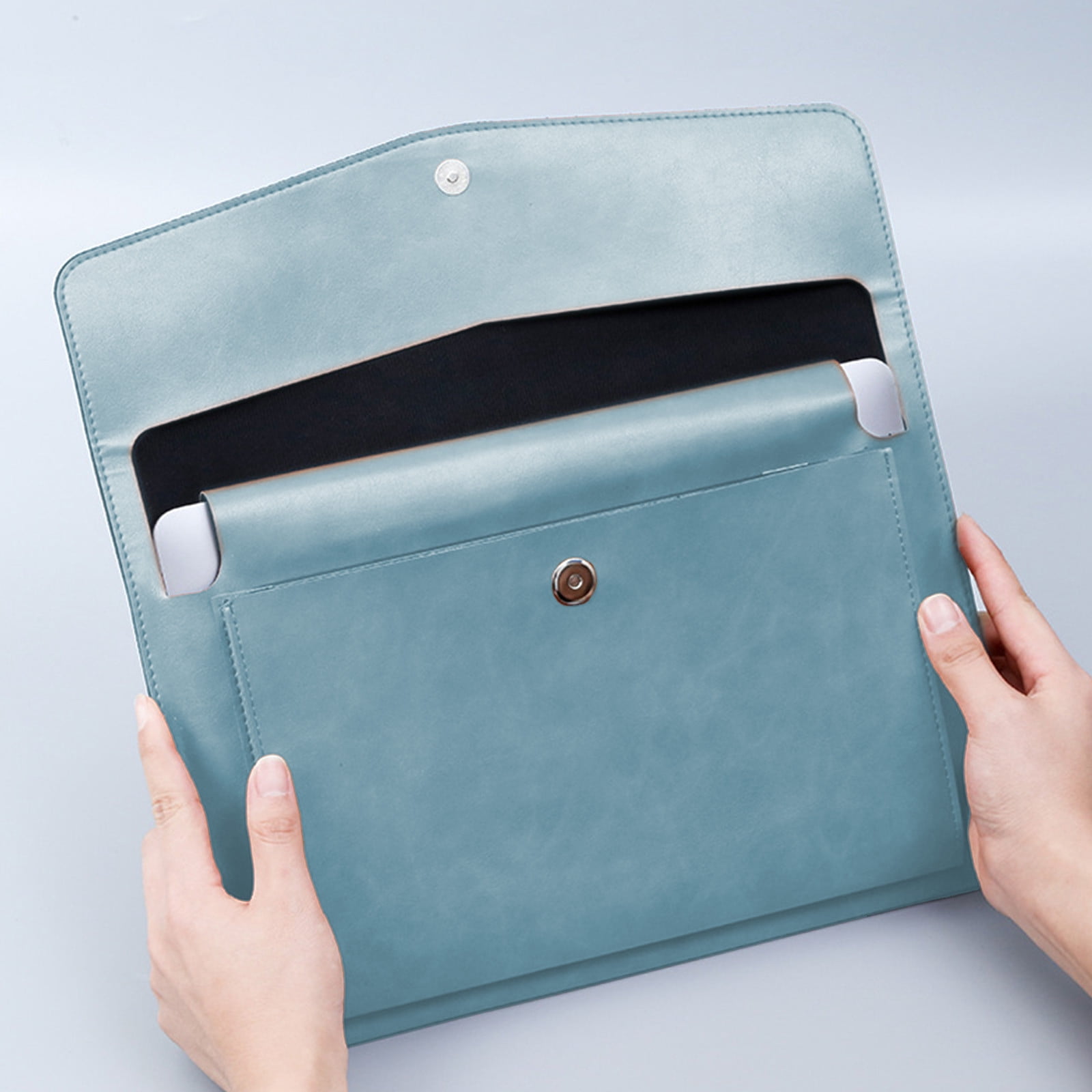 A4 Leather File Bag, Magnetic Closure Briefcase, Waterproof Business Folder for Office Use