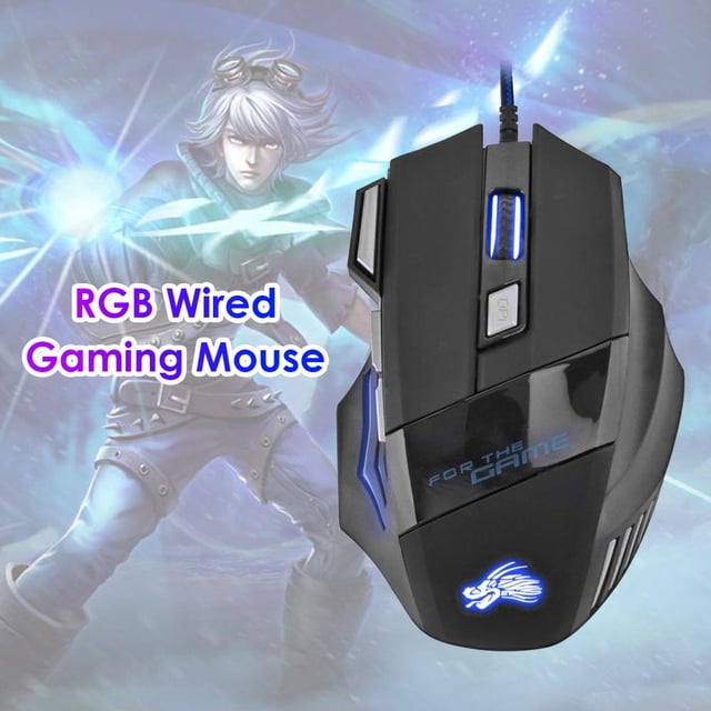 5 uds. Mouse Gaming 7-Color Retroiluminación DPI Ajustable Con Cable Óptico Gamer Ratones PC