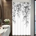 thumbnail image 4 of Stall Gray and White Eucalyptus Shower Curtain Watercolor Grey Floral Plant Leaf Shower Curtains for Bathroom Botanical Flower Waterproof Fabric Bath Curtain Decor (Black, 36'''' x 72''''), 4 of 6