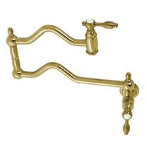 Kingston Brass KS2107TAL Tudor Two-Handle 1-Hole Wall Mount Pot Filler Faucet in Brushed Brass