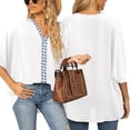 thumbnail image 4 of Women's V Neck Chiffon Blouses Batwing Short Sleeve Boho Embroidered Summer Casual Oversized Tops Shirts, 4 of 8