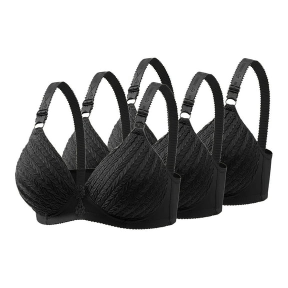 Tsesme 3 Pack Women's Wireless Embroidered Lace Bras - Full Coverage Minimizer Comfort Back Closure Push up Bra