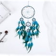 thumbnail image 1 of Colgante de plumas de atrapasueños, colgante de carillón de viento de cinco anillos, decoración del hogar, colgante creativo (azul), 1 of 5