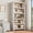 Wood & white color, variant on Sturdy 71" Farmhouse Bookcase - 5-Tier Freestanding Bookshelf with 3 Adjustable Shelves, Wooden Legs, Ample Storage for Living Room, Home Office, Library, Rustic Black