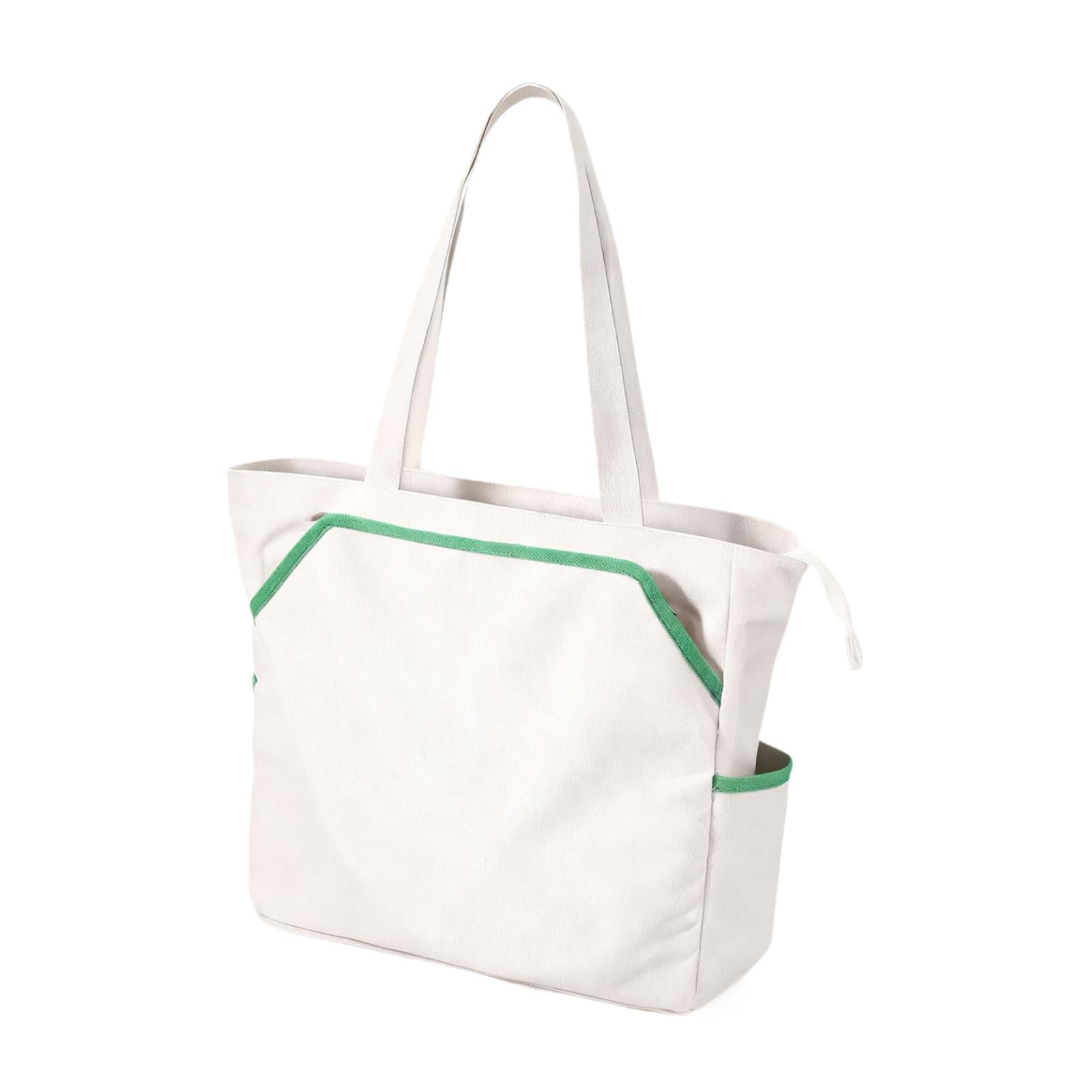 funtasica Tennis Tote Bag, Portable Gym Bag, Holds 4 Rackets, Sports Handbag Pickleball Bag for Men Women Badminton Pickleball White