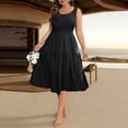 thumbnail image 2 of Delconic Women's Casual -Color Loose Fit Sleeveless Midi Dress Black 3XL, 2 of 4