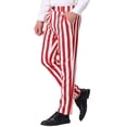 thumbnail image 4 of Unique Bargains Men's Striped Pant Classic Fit Flat Front Business Trousers 36 Red White, 4 of 6