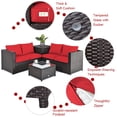 thumbnail image 4 of Gymax Ensemble de Conversation de Patio en Rotin Rembourré 8 Pcs avec Table d'Appoint Coussin Rouge, 4 of 9