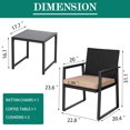 thumbnail image 4 of Walsunny Outdoor Patio Bistro 3-Piece Balcony Furniture Sets with 1 Outdoor Bistro Glass Table Bistro Wicker Chairs Set of 2 Khaki, 4 of 7