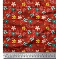 thumbnail image 1 of Soimoi Cotton Poplin Fabric Holly Leaves & Yellow Flower Floral Decor Fabric Printed Yard 42 Inch Wide, 1 of 3
