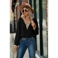 thumbnail image 3 of Anbech Lace Stitching Women Shirt V Neck Lace Chiffon Blouse Long Sleeve Loose Pullover Top, 3 of 6