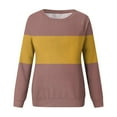 thumbnail image 4 of Womens Tops Fall Long Sleeved Color Blocking Round Neck Printed Sweatshirt Yellow 2XL, 4 of 5