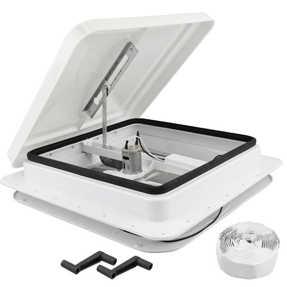 RVGUARD 14" RV Roof Vent Fan for RV/Camper/Trailer, RV Roof Vent White with 12V RV Vent Fan 6" Blades