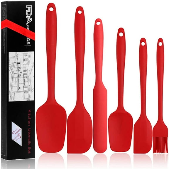 Camkey 11.42" Heat Resistant Silicon and Carbon Steel Kitchen Spatula Set (6 Count)