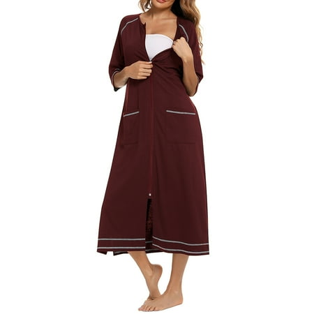 

Pannow Pregnancy Dress Home Clothing Nightdress Sleepwear Grey Comfortable And Casual With Pockets Maternity Nursing Skirts