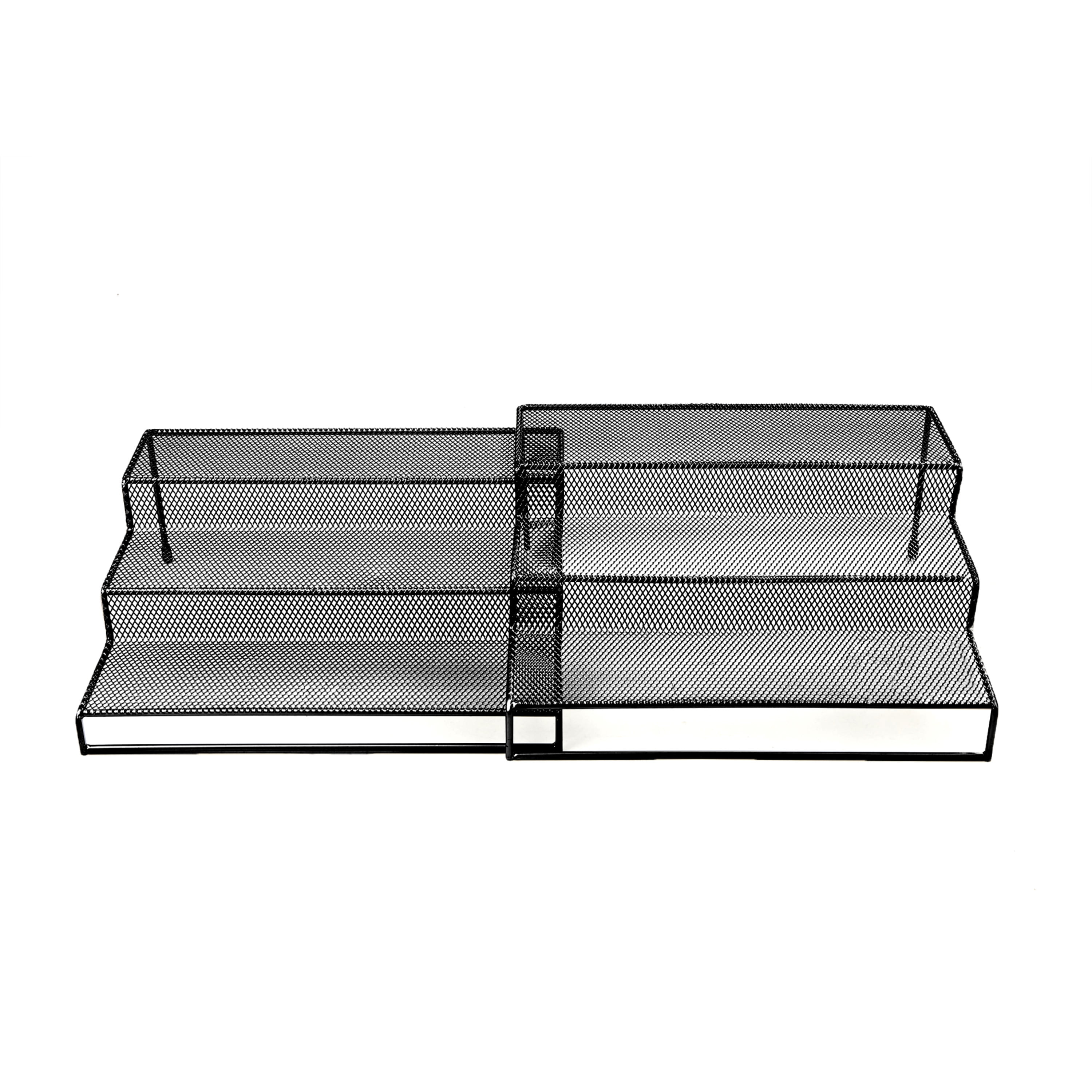 Mind Reader 3 Tier Metal Mesh Multi Purpose Kitchen Storage Organizer, 2 Pcs, Black