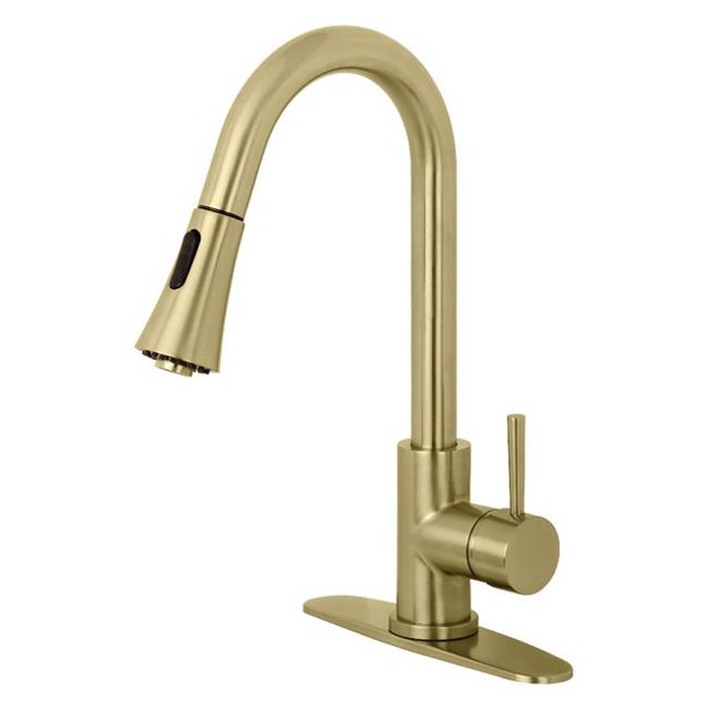 Concord Single-Handle Pull-Down Kitchen Faucet, Brushed Brass