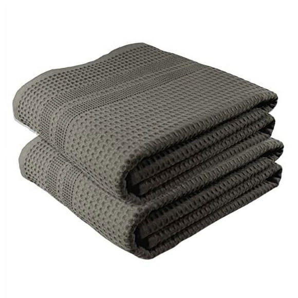 GILDEN TREE Waffle Towels Quick Dry Lint Free Thin 2 Pack Bath Sheets 40x80 Oversized Extra Large for Adults Classic Style (Stone)