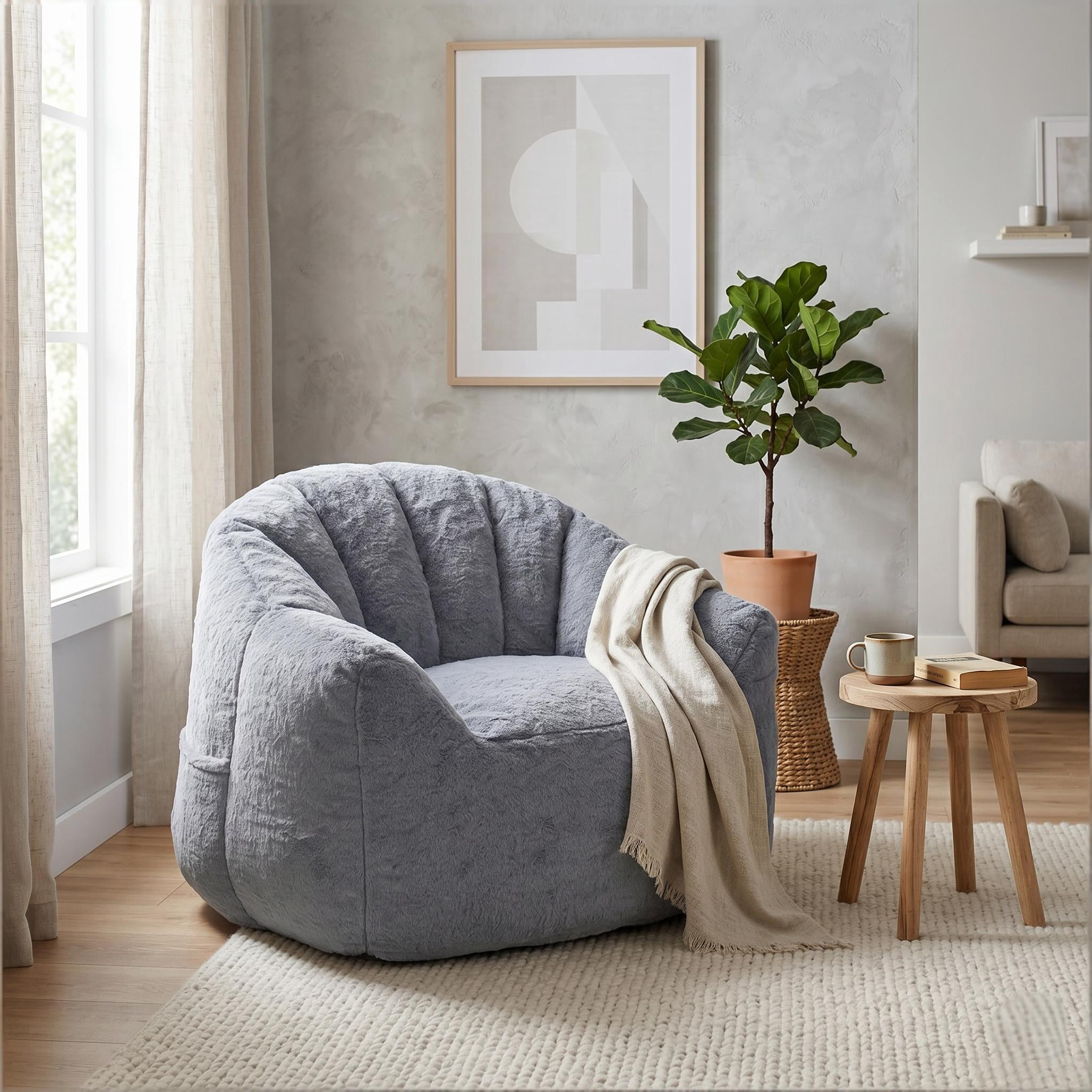 Howcool Bean Bag Chair for Adults, High-Density Foam Stuffed Armrest Lazy Sofa for Living Room Bedroom Reading