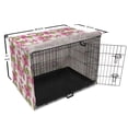 thumbnail image 6 of Pink Floral Dog Crate Cover, Blooming Flowers on Abstract Geometric Shapes, Easy to Use Pet Kennel Cover Small Dogs Puppies Kittens, 7 Sizes, Pale Olive Green Pink, by Ambesonne, 6 of 6