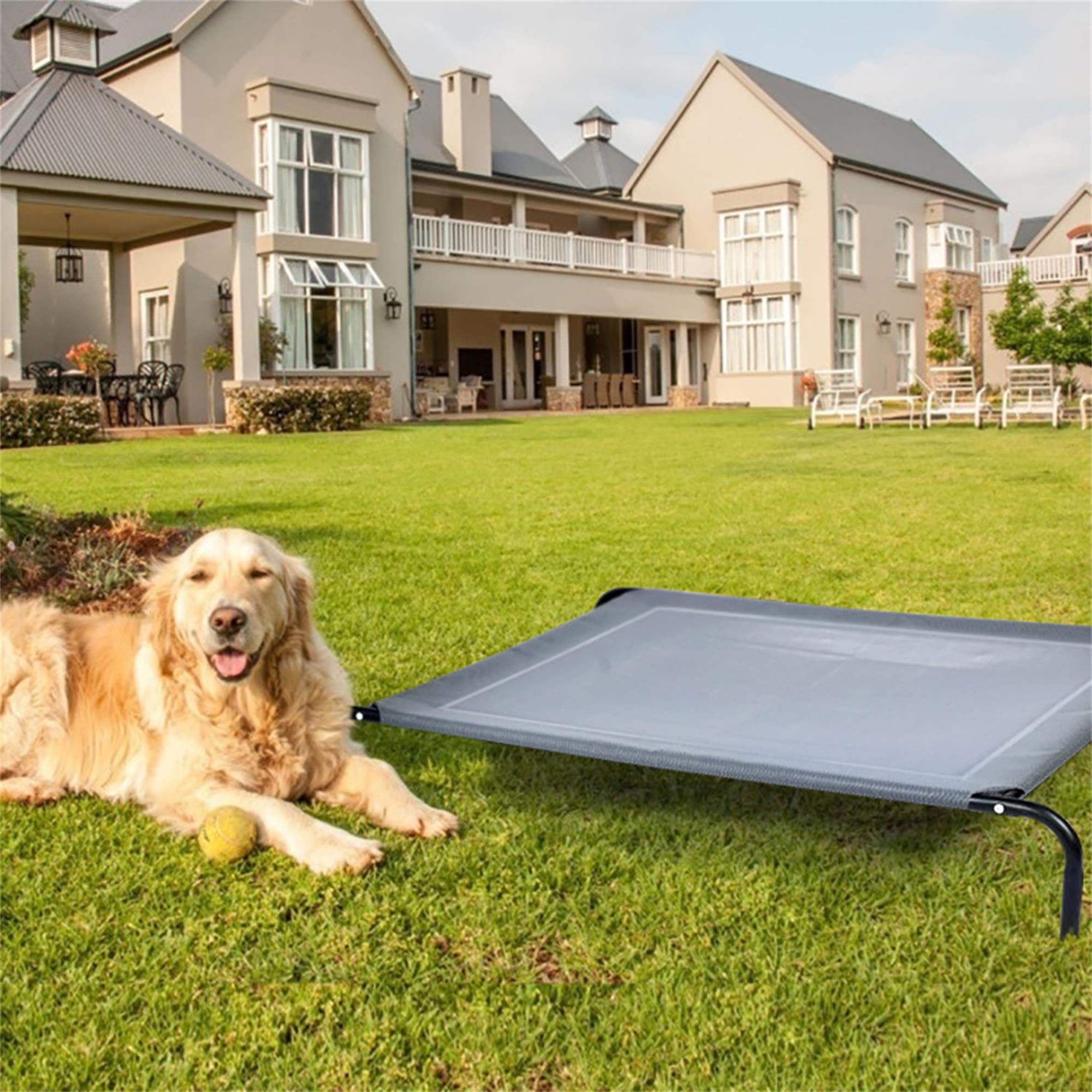 Kadyn 43" Indoor Elevated Dog Bed with Metal Frame, Original Outdoor Cooling Camping Pet Beds Dog Cot Mat, Gray