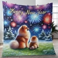thumbnail image 4 of Happy New Year Pomeranian Family Cheer Winter Midnight Firework Quilt Blanket Pom Dog Lover Gifts Cozy Comforter Throw Blanket - 02025, 4 of 5