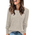 thumbnail image 1 of SNKSDGM Chemises à Manches Longues pour Femmes Coton Graphique Blouses à Manches Longues pour Femmes et Hiver Col Rond Rayé Brossé Top Uni TG, 1 of 5