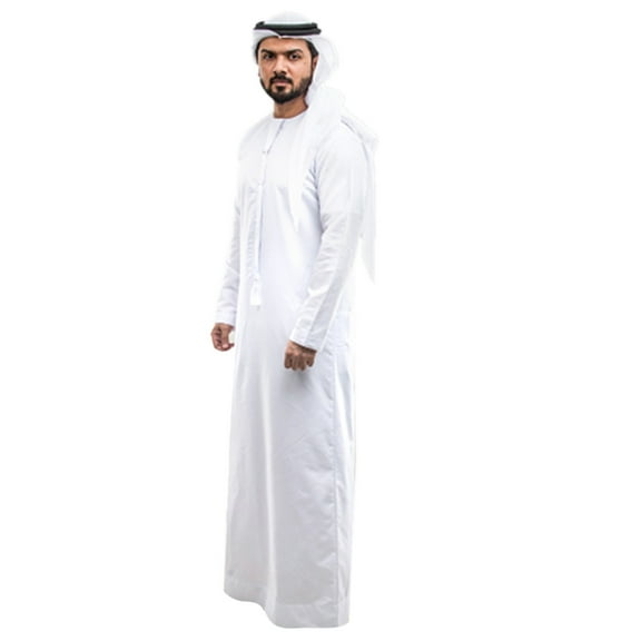 Aellinatey Man Muslims Robe Saudi Arab Thobe Middle East Jubba Thobe Round Neck Kaftan
