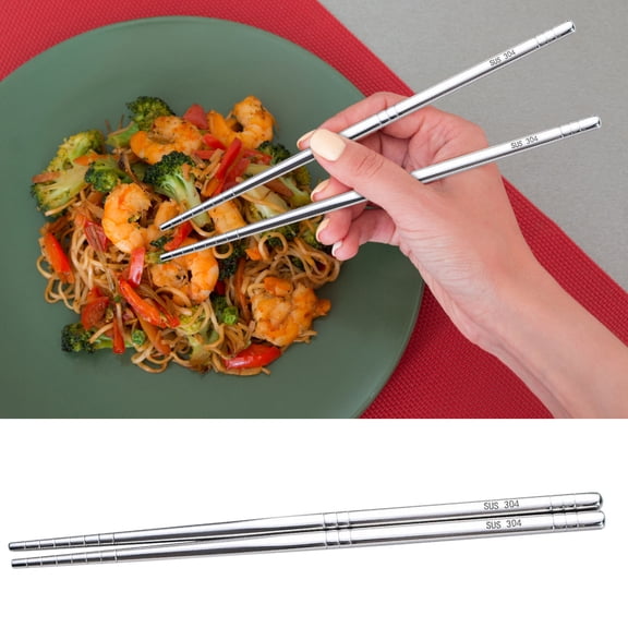 JilgTeok 1 Packs 304 Stainless Steel Chopsticks Reusable Lightweight Metal Chopsticks Dishwasher Safe for Home Restaurant Dinning Tableware