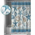 thumbnail image 4 of Blue Coastal Nautical Waterproof Fabric Shower Curtain, Summer Beach Starfish Shell Coral Shower Curtain for Bathroom Curtains Bathtubs Hotel Washable Shower Curtains with 12 Hooks Small 36x78in, 4 of 6