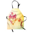 thumbnail image 1 of Saying Apron, Be Happy and Smile Message with a Silhouette Boy Carrying Flag Bokeh Style Circles, Unisex Kitchen Bib with Adjustable Neck for Cooking Gardening, Adult Size, Multicolor, by Ambesonne, 1 of 4