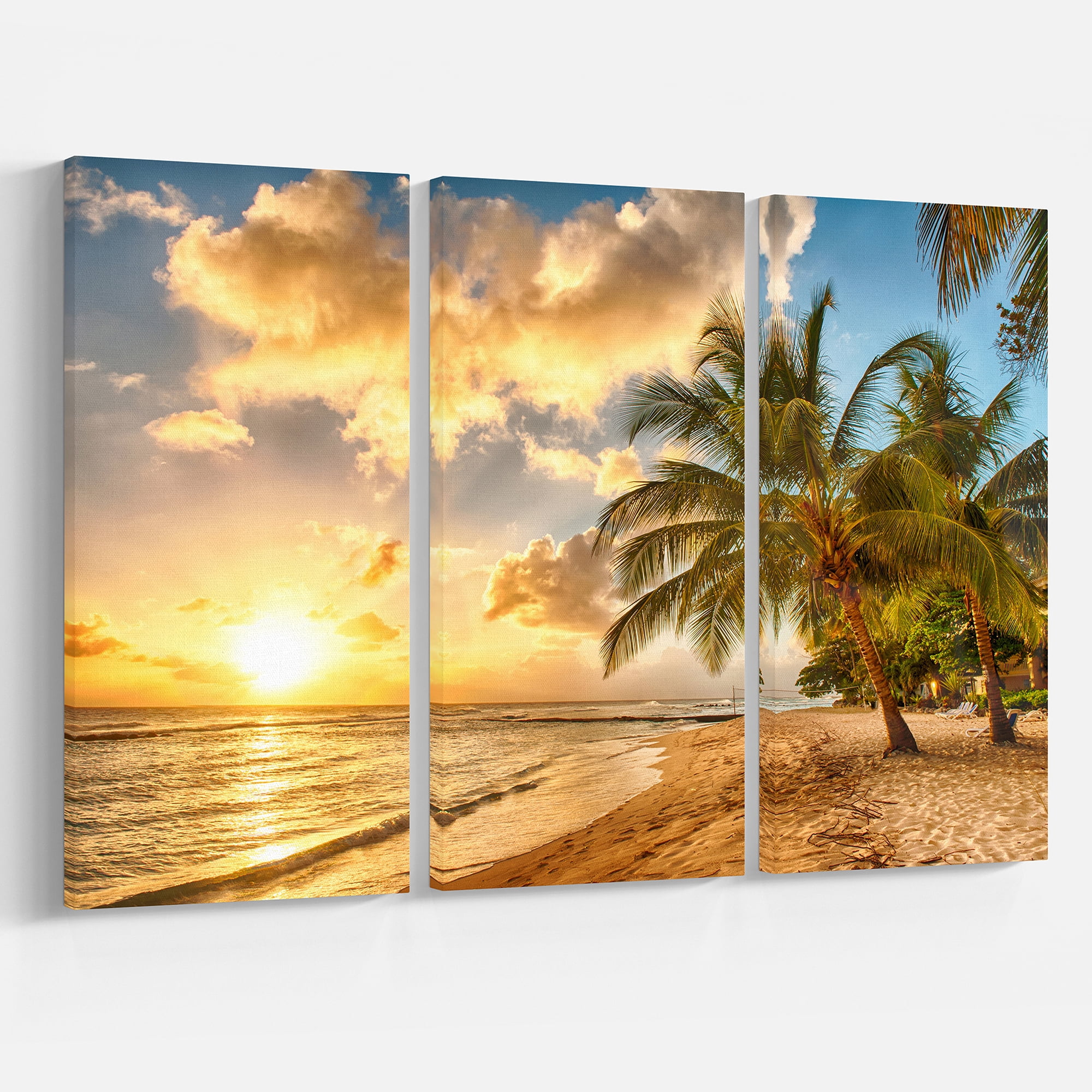 Designart 'Gorgeous Beach of Island Barbados ' Modern Seascape Canvas Artwork