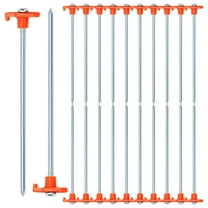 20-pack 10.25" Heavy Duty Galvanized Tent Stakes, Rust-Proof Ground Pegs for Camping, Canopy, Lawn, Outdoor (Orange)
