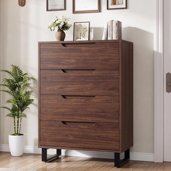 4 Dresser for Bedroom, 41.7"H Dresser Drawer with Storage, Freestanding vertical drawer with Storage, Wooden Closet Chest Drawer Dresser for Bedroom Living room