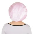 thumbnail image 3 of Satin Sleep Bonnet Elasticity Wide Band Silky Hair Protection for Curly and Natural Hair - Pink, 3 of 4