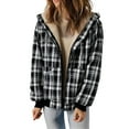 thumbnail image 3 of Coorders Women's Flannel Plaid Heavyweight Jacket Coat With Pockets, Womens Outwear Winter Hooded Coats ,Women's Plus Khaki,Size M, 3 of 6