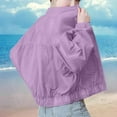 thumbnail image 2 of Htigea Women's Sun Protection Jacket Full Zip Up Stand Neck Cropped Jacket Lightweight Summer Athletic Coat for Running Hiking Biking Purple,4XL, 2 of 5