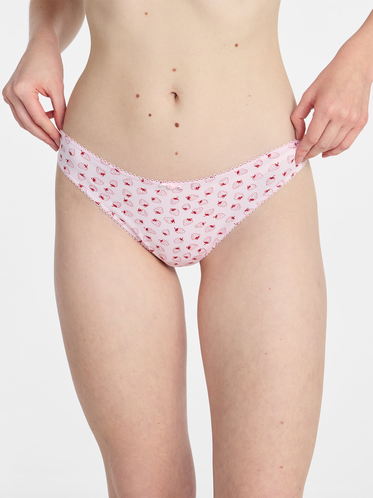 No Boundaries Cotton and Pointelle Thong Panties, 3-Pack, Women's XS-XXXL